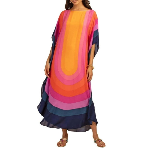Bsubseach Colorful Kaftan for Women Beach Long Dress Swimsuit Cover Ups Plus Size Caftan