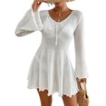 thumbnail image 1 of Bsubseach Crochet Beach Cover Ups for Women Bell Sleeve Summer Knit Sheer Dress Swimwear Coverup, 1 of 7