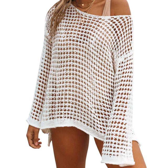 Bsubseach Women's Crochet Cover Up – Knit Swimsuit Coverups Hollow Out Sleeveless Beach Dress For Summer