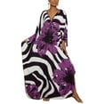 thumbnail image 1 of Bsubseach Floral Caftan Beachwear, Swimwear Cover-Ups (Women's Plus) Purple Flowers, 1 of 7