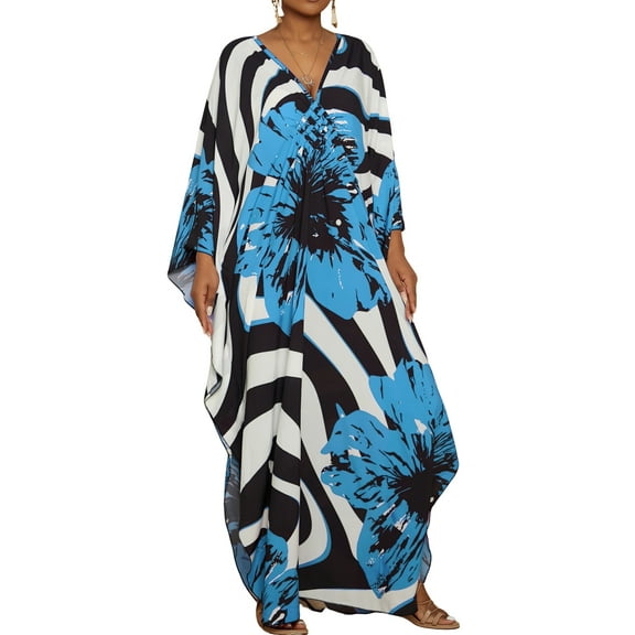 Bsubseach Floral Caftan Dresses for Women Plus Size Beachwear Summer Bathing Suit Cover Ups