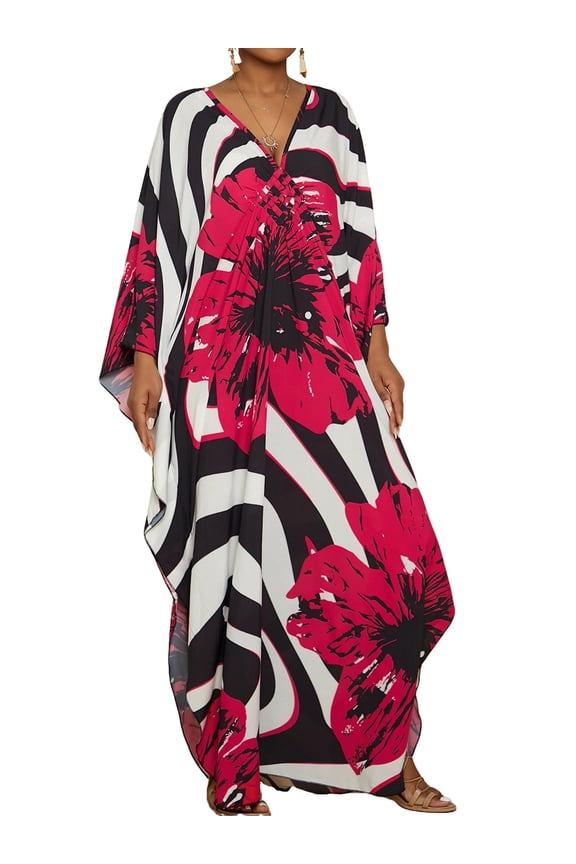 Floral Caftan Dresses for Women Plus Size Beachwear Summer Bathing Suit Cover Ups