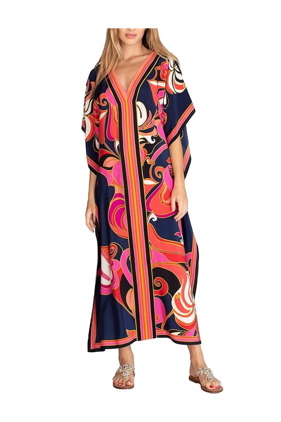 Floral Women Bikini Cover Up Kaftan Swimwear Summer Beach Dresses Loungewear