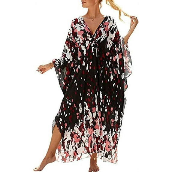 Bsubseach Kaftan Dresses Cover Up for Swimwear Women Plus Size Caftan Turkish Maxi Beachwear Summer Dress for Resort Beach