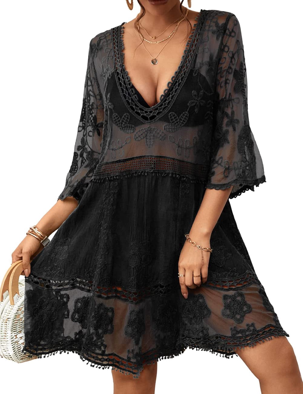 Bsubseach Mujer Ropa de Playa Cubre Traje de baño Button Down Cardigans