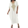 thumbnail image 1 of Bsubseach Long Kaftan Dresses for Women Gold Embroidery Beach Outfits Plus Size Summer Caftan, 1 of 5