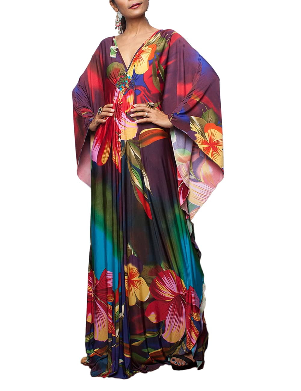 Bsubseach Plus Size Caftan Dress for Women Swimsuit Cover Up Summer Beach Dresses Maxi Kaftan Swimwear Bathing Suit Cover Ups