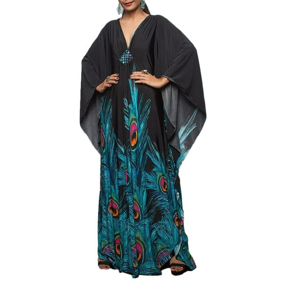 Bsubseach Plus Size Caftan Dress for Women Swimsuit Cover Up Summer Beach Dresses Maxi Kaftan Swimwear Bathing Suit Cover Ups