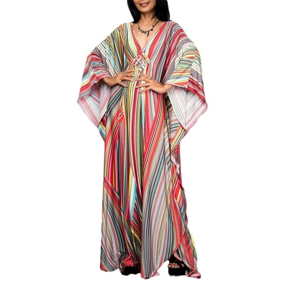 Bsubseach Plus Size Caftan Dress for Women Swimsuit Cover Up Summer Beach Dresses Maxi Kaftan Swimwear Bathing Suit Cover Ups