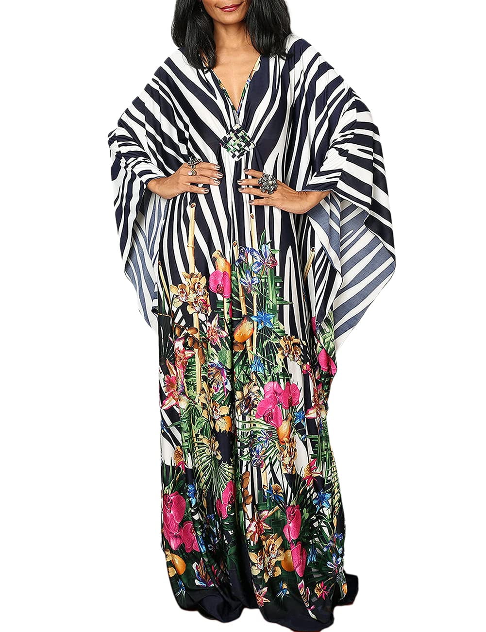 Plus Size Women's Beach Kaftan Dress Half Sleeve Swim Cover Up
