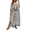 thumbnail image 1 of Bsubseach Print Kaftan V Neck Swim Cover Up for Women Summer Beach Maxi Dresses, 1 of 6