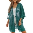 thumbnail image 1 of Bsubseach Women Mesh Lace Kimono Cardigan Swimsuit Cover Ups Floral Beachwear Dress, 1 of 6