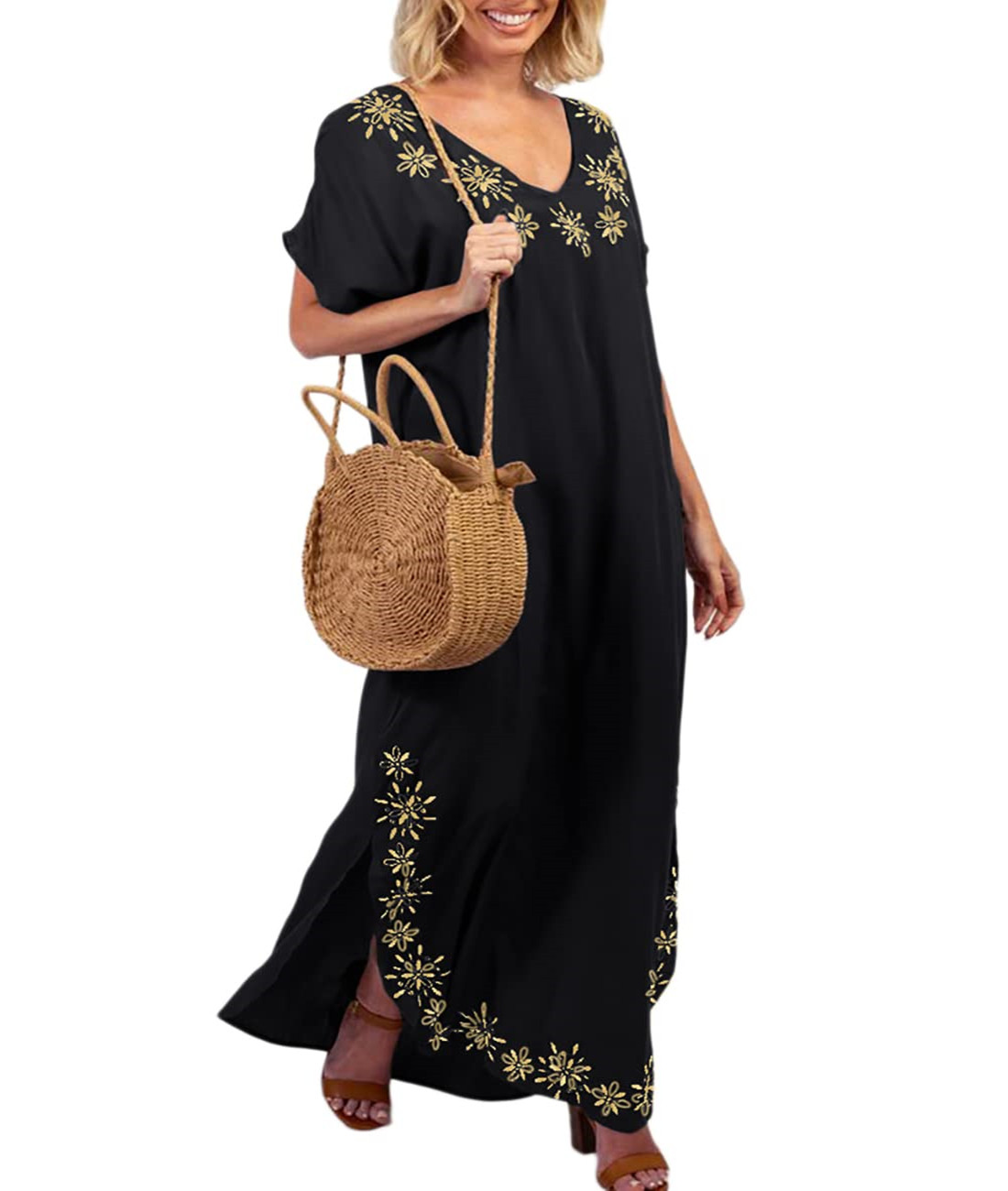 Bsubseach Women Bathing Suit Cover up Long Beach Kaftan Dresses Plus