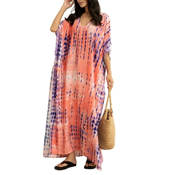 Bsubseach Women Beach Kaftan Dresses Plus Size Swimsuit Cover Ups Casual Summer Dress Maxi Long Caftan