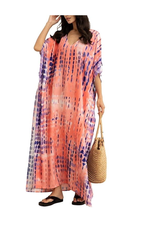 Women Beach Kaftan Dresses Plus Size Swimsuit Cover Ups Casual Summer Dress Maxi Long Caftan
