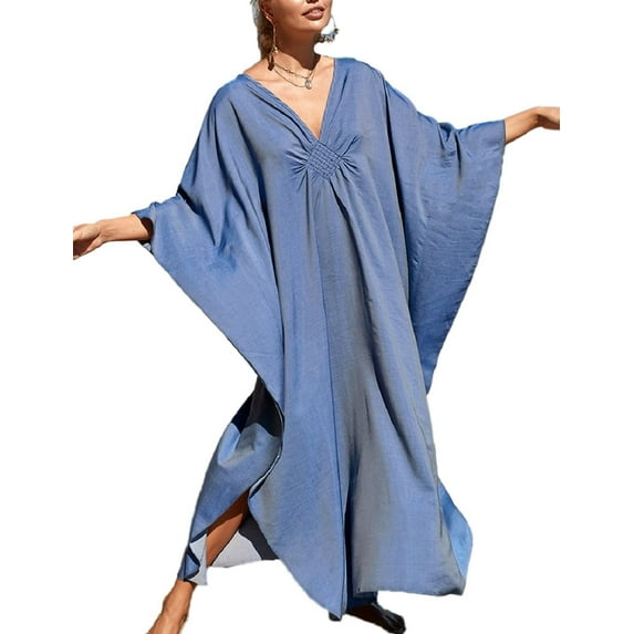 Bsubseach Women Casual Kaftan Dress Batwing Sleeve Plus Size Swimsuit Cover up