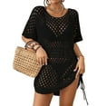 thumbnail image 1 of Bsubseach Women Crochet Dresses Hollow Out Knit Swimsuit Cover up with Drawstring, 1 of 8