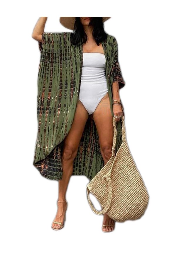 Women Long Beach Cover Up for Swimwear Open Front Summer Kimono Cardigan