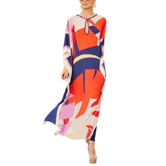 Bsubseach Women Loose Half Sleeve Long Kaftan Swimsuit Cover Up Beach Dress