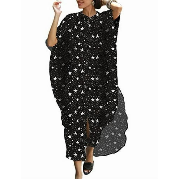 Bsubseach Women Star Swimsuit Cover ups for Swimwear plus Size Caftan Dresses Button up