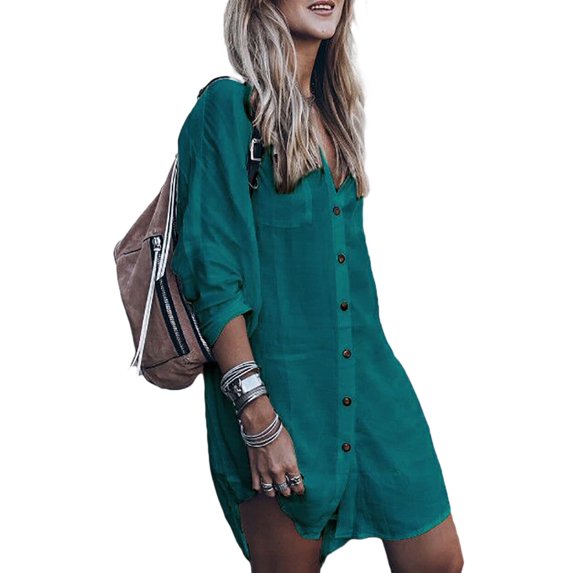 Bsubseach Women Swimsuit Cover up Bathing Suit Cover ups Rayon Long Sleeve V Neck Bikini Cover up Beachwear Dresses Online