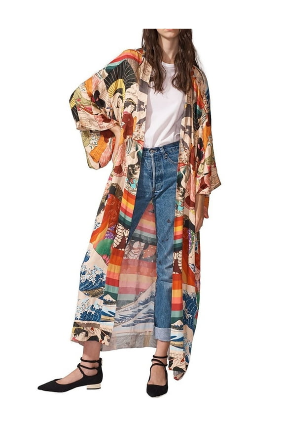 Women's Kimono Cardigan Swimsuit Cover up Summer Long Beach Wear Bathing Suit Cover Ups