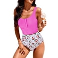 thumbnail image 1 of Bsubseach Womens 2 Piece Swimsuit Push up Tankini Top with Shorts Bikini Button Split Swimsuit, 1 of 5
