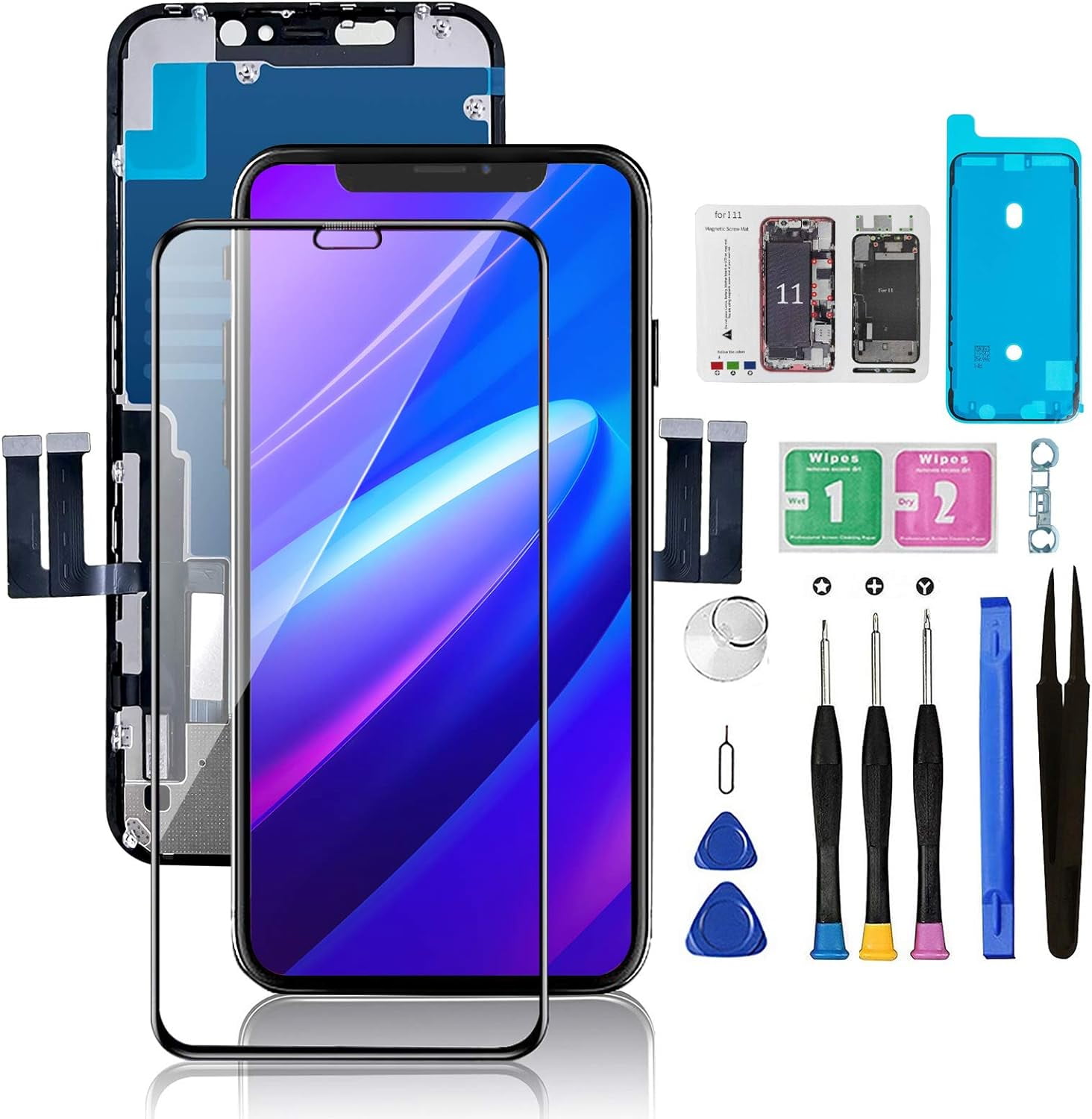  for iPhone 11 Pro LCD Screen Replacement Screen Touch LCD  Display Digitizer Assembly Touch Screen and Frame, Repair Tool Kit with  Tempered Glass (11 Pro LCD) : Cell Phones & Accessories