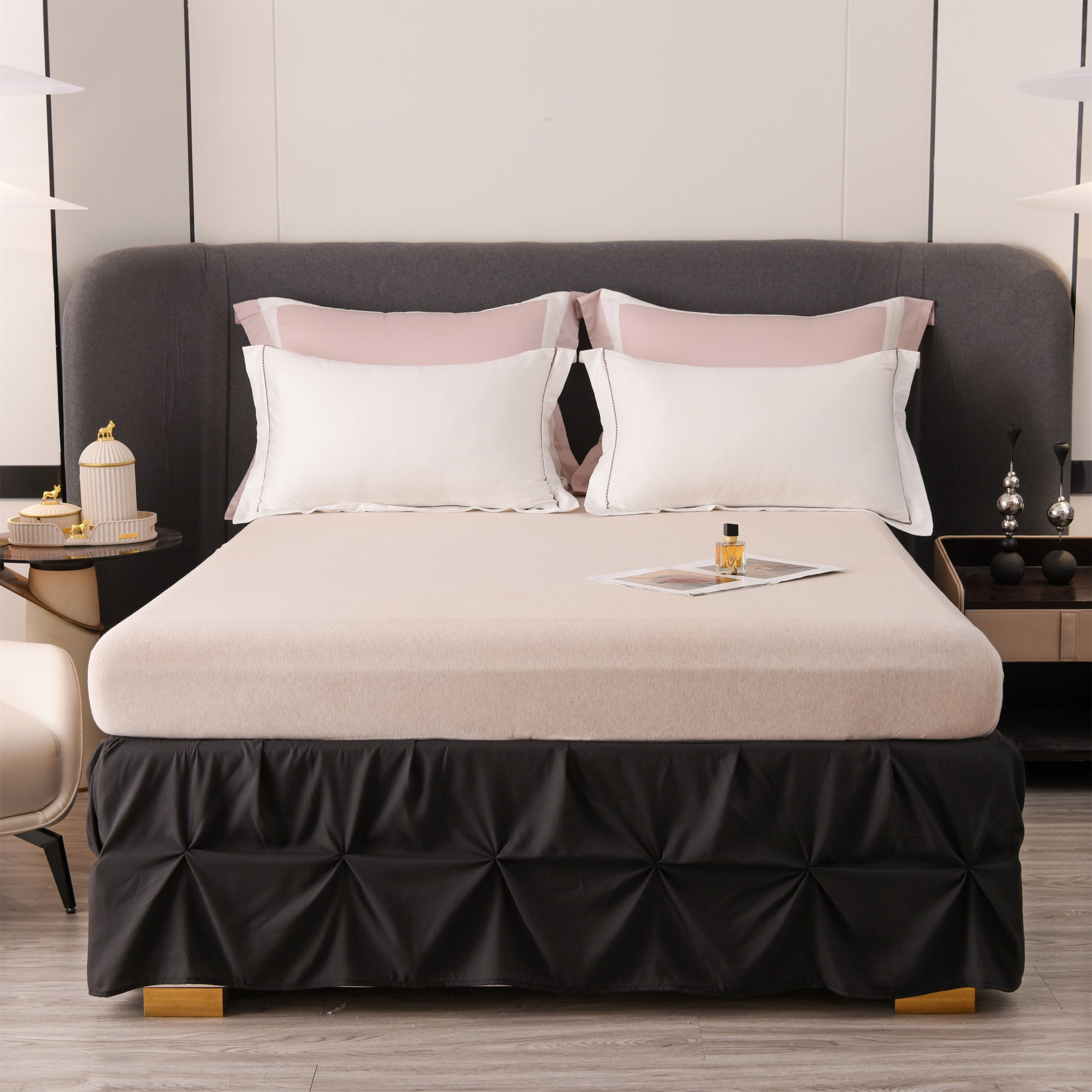 Btargot 16'' Pinch Pleated Bed Skirt King Luxury Hotel Quality Premium