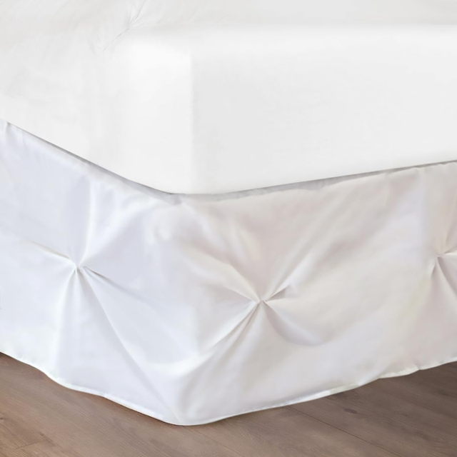 Btargot 16'' Pinch Pleated Bed Skirt King Luxury Hotel Quality Premium Microfiber White Dust