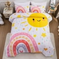 thumbnail image 1 of Btargot 3-piece Reversible Rainbow Sun Comforter Set Twin for Kids Cute Soft Starry Bedding Set, 1 of 11