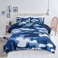 thumbnail image 1 of Btargot 3PCS Blue Camouflage Bedding Comforter Set Queen Boys Girls Camo Ultra Soft Dorm Bed Sets, 1 of 12