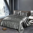 thumbnail image 1 of Btargot 3PCS Satin Silky Soft Comforter Set Queen Solid Luxury Lightweight Bedding Set Adult Silver, 1 of 9