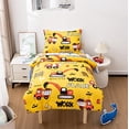 thumbnail image 1 of Btargot 4 Piece Yellow Construction Toddler Bedding Set for Baby Boys Truck Excavator Cars Comforter, 1 of 9