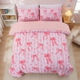 thumbnail image 1 of Btargot 5 Piece kids Comforter Set for Girl Stripe Bows Love Pink Bedding Set Bed-in-a-Bag, 1 of 8