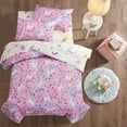 Btargot 5Pcs Pink Floral Unicorn Bedding Set for Girls Rainbow