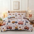 thumbnail image 1 of Btargot 3 Piece Bus Truck Full Comforter Set for Boys Kids Vehicles Excavator Police Car Bedding Set, 1 of 10