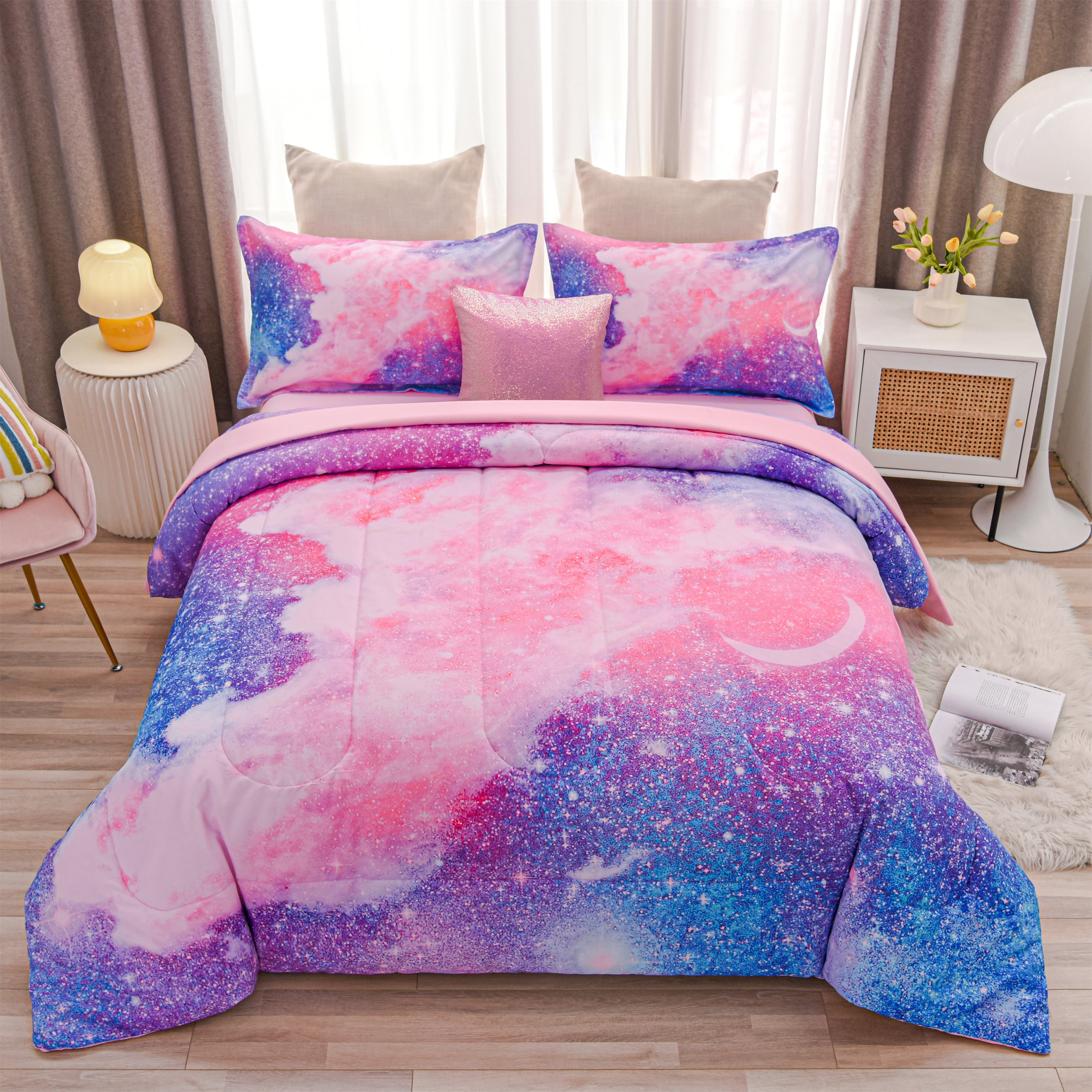 Btargot 6pcs 3d Printed Galaxy Outer Space Comforter Set Twin For Boys