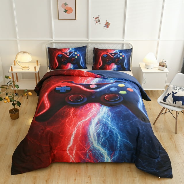Btargot Boys Video Game Console Comforter Set Twin 3D Lightning Gaming