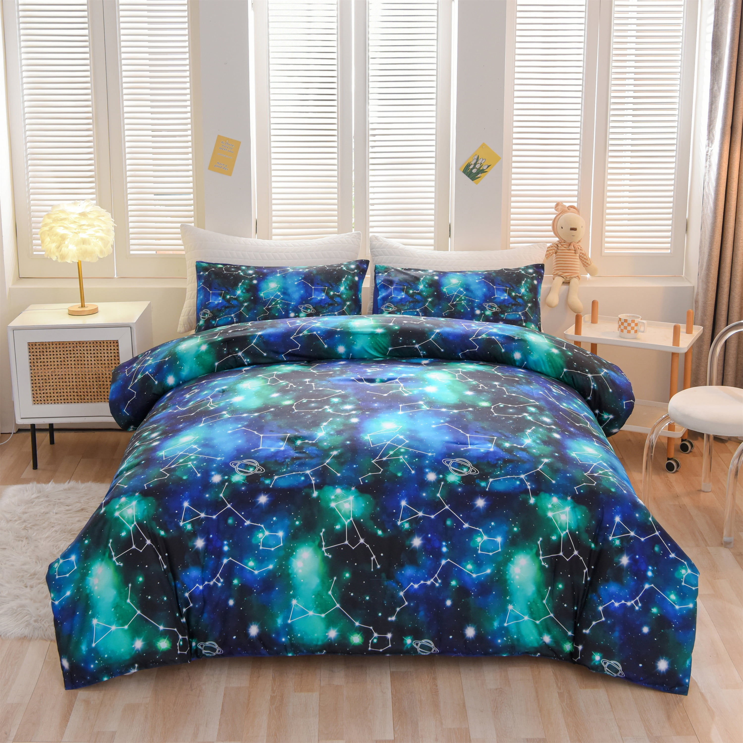 Btargot Twin Constellation Comforter Set for Teens, Tie Dye Ombre Bedding, Galaxy BedinaBag