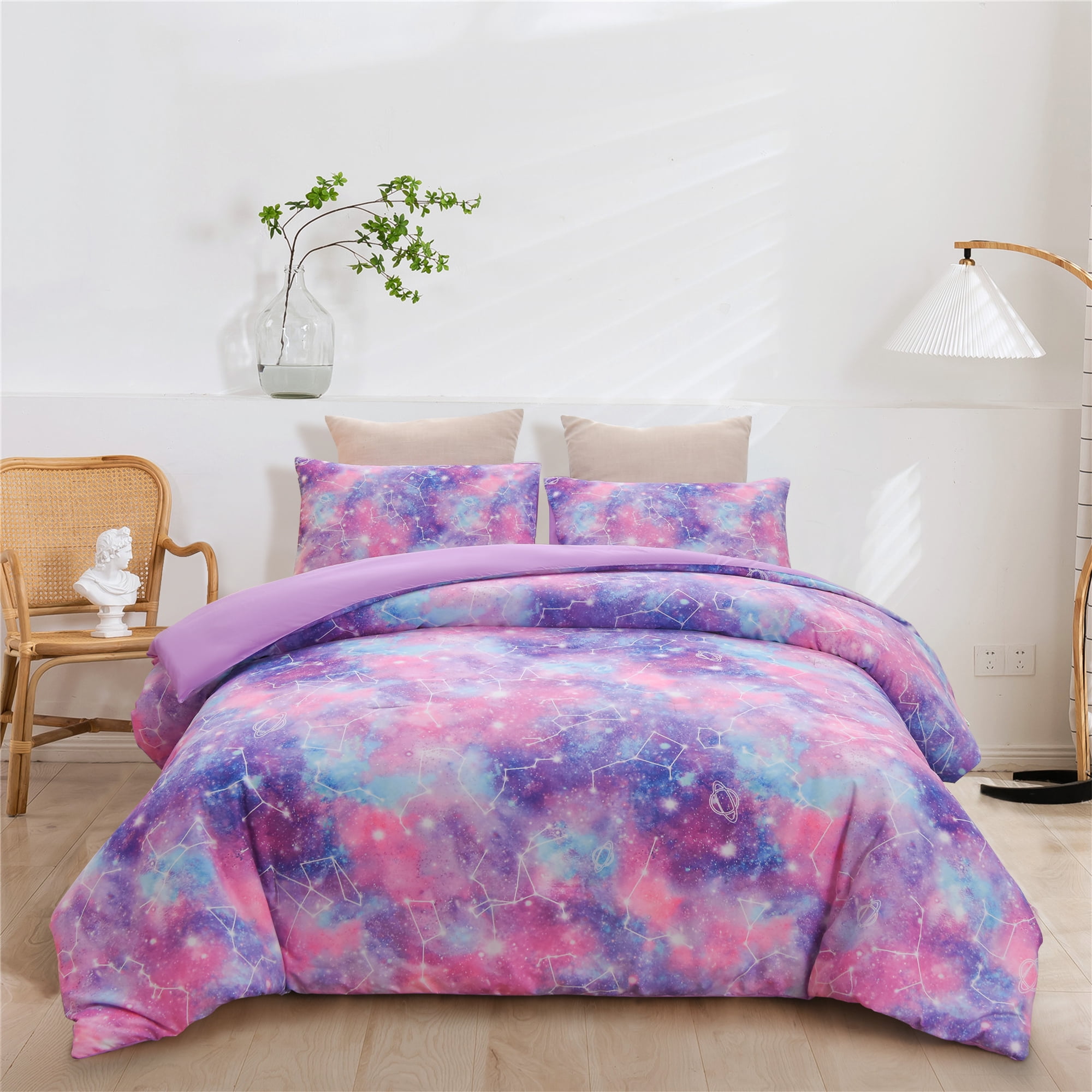 Btargot Constellation Ombre Comforter Set Queen Purple Gradient Galaxy