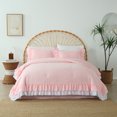 thumbnail image 1 of Btargot Double Waterfall Ruffled Princess Comforter Set King Soft Chic Bedding for Kids Girls Light Pink, 1 of 11