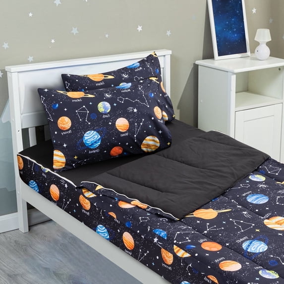 Btargot Galaxy Space Zipper Comforter Set Twin for Kids Boys Planet Constellation Bedding Set
