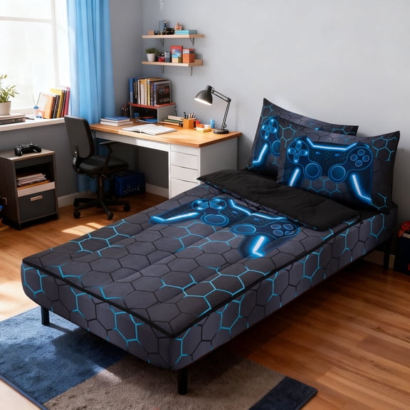 Btargot Galaxy Space Zipper Comforter Set Twin for Kids Boys Planet Constellation Bedding Set