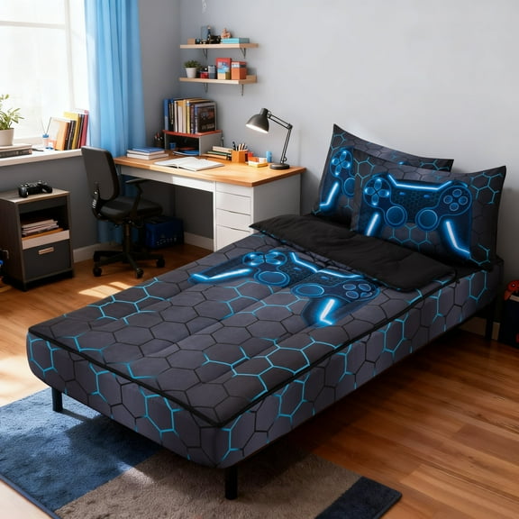 Btargot Galaxy Space Zipper Comforter Set Twin for Kids Boys Planet Constellation Bedding Set