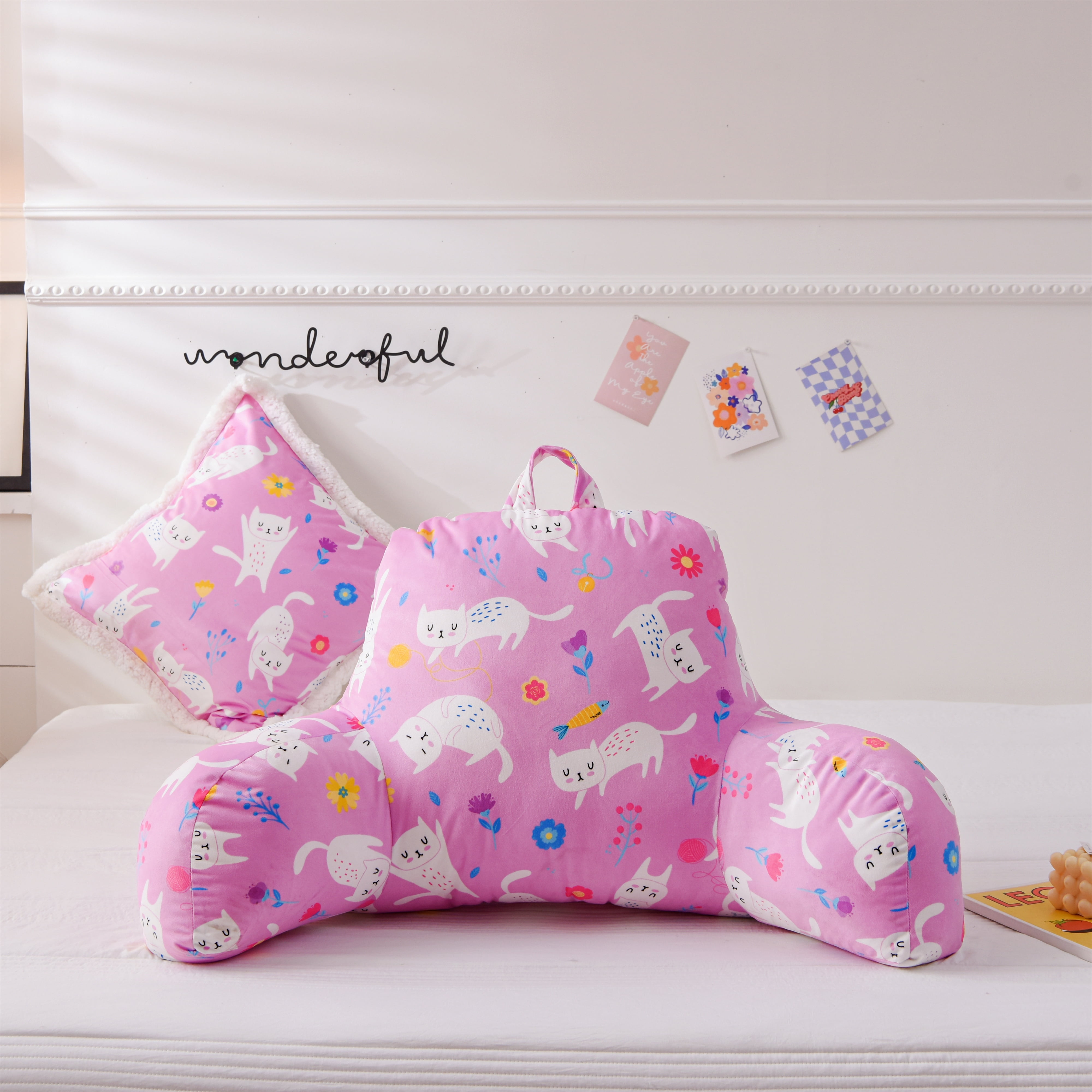 Btargot Kids Backrest Pillow Bed Rest Reading Pillow with Arms to