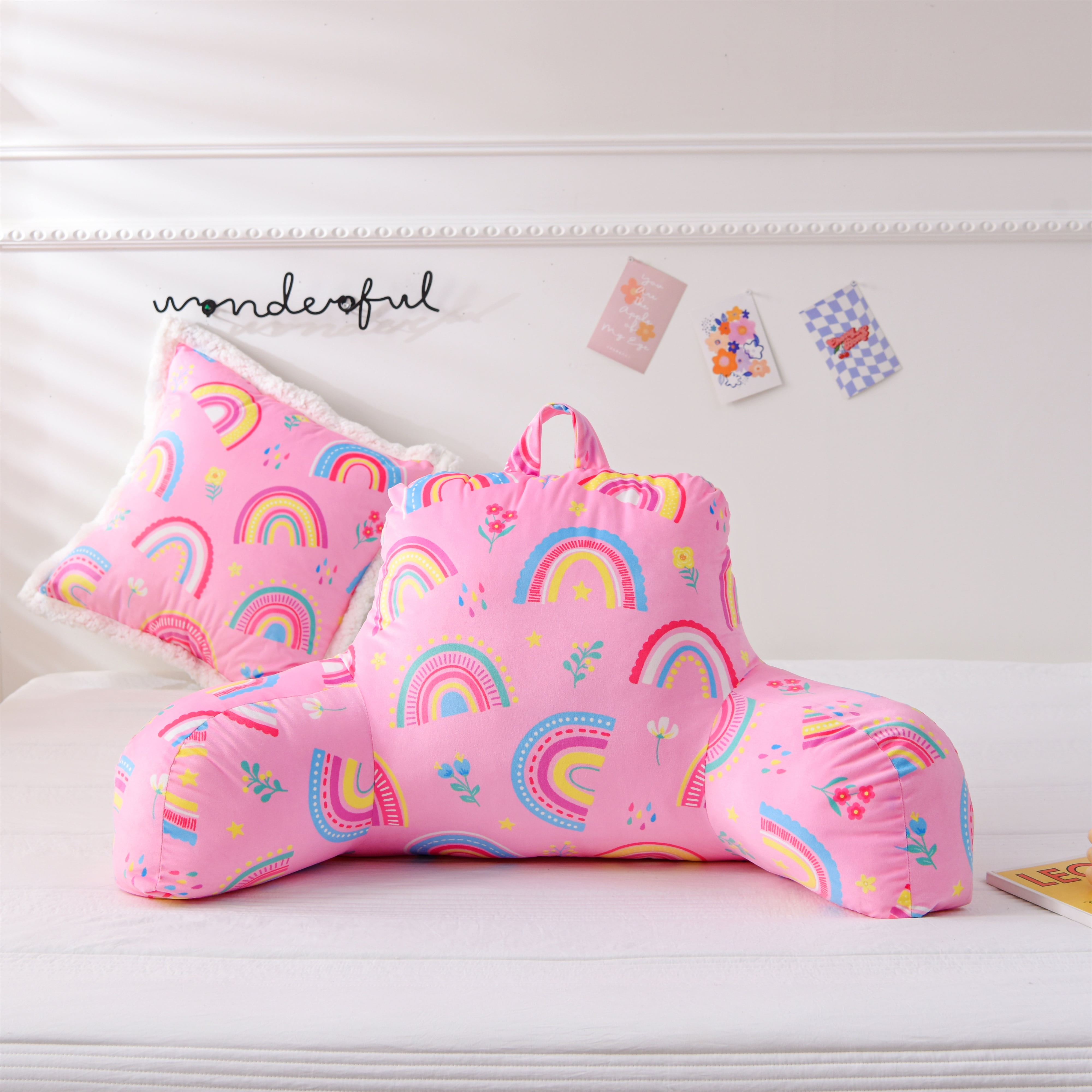 Btargot Kids Backrest Pillow Bedrest Reading Pillow with Arms to Lounge