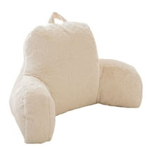Btargot Large Backrest Reading Pillow Adult for Bed Faux Fur Lounge Back Pillow with Arms Ivory Large
