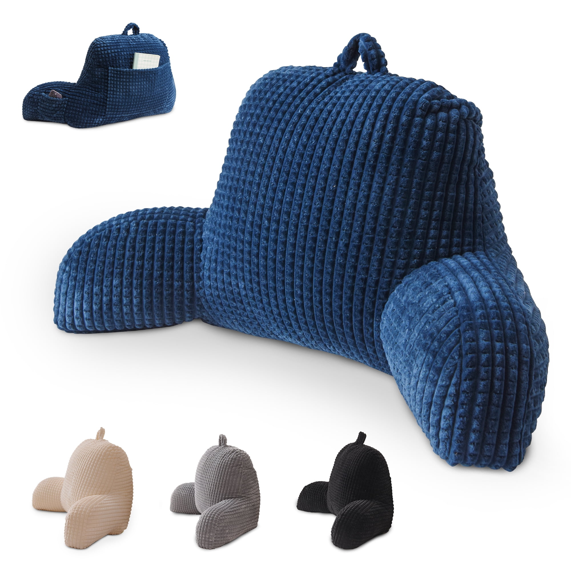 Btargot Large Backrest Reading Pillow with Arms Cut Plush Striped