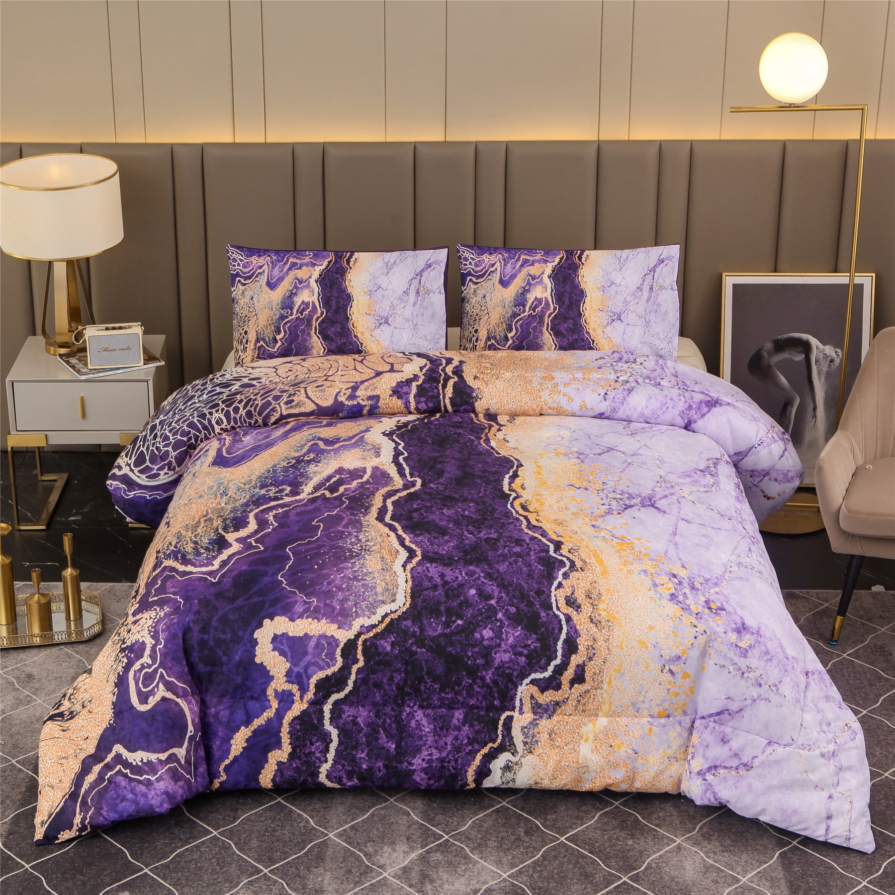 Btargot Marble like Burning Mountain Printed Ultra Soft Comforter Set